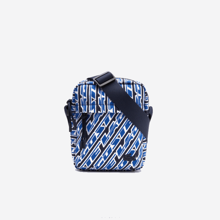 Lacoste bolsa mensageiro vertical com estampa de logo neocroc homens mono royaume blanc l63 88BL1974 - Image 2