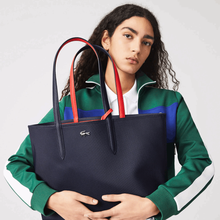 Lacoste bolsa tote bicolor reversível anna mulheres fuzileiro naval 166 vermelho 240 b50 88BL2828 - Image 1