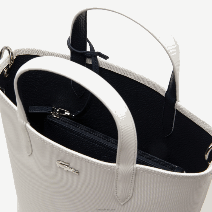 Lacoste bolsa tote reversível de lona revestida anna mulheres farine blue nuit l44 88BL2780 - Image 3