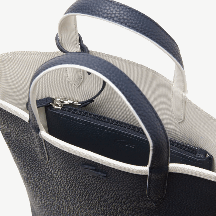 Lacoste bolsa tote reversível de lona revestida anna mulheres farine blue nuit l44 88BL2780 - Image 4