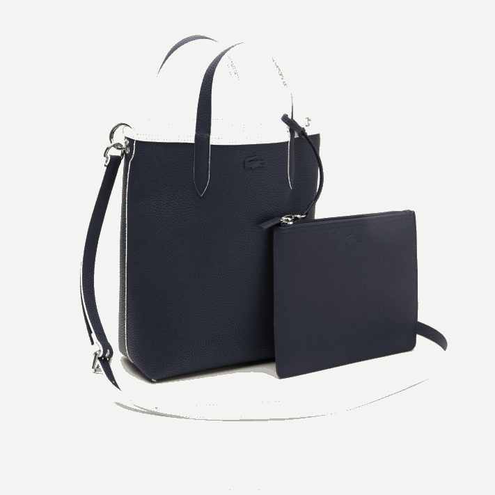 Lacoste bolsa tote reversível de lona revestida anna mulheres farine blue nuit l44 88BL2780 - Image 5