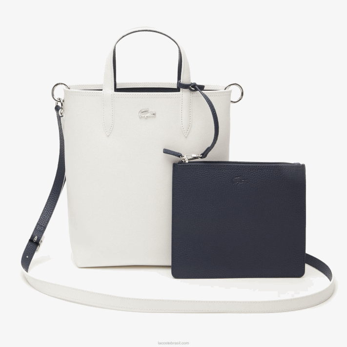 Lacoste bolsa tote reversível de lona revestida anna mulheres farine blue nuit l44 88BL2780 - Image 1