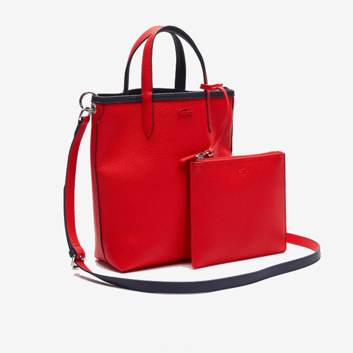 Lacoste bolsa tote reversível de lona revestida anna mulheres fuzileiro naval 166 vermelho 240 b50 88BL2818 - Image 7