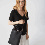 Lacoste bolsa tote reversível de lona revestida anna mulheres noir krema a91 88BL2830
