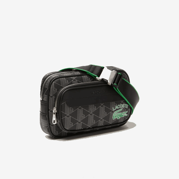 Lacoste bolsa transversal com estampa monograma the blend: pequena homens mono noir gris estragon l83 88BL1961 - Image 3