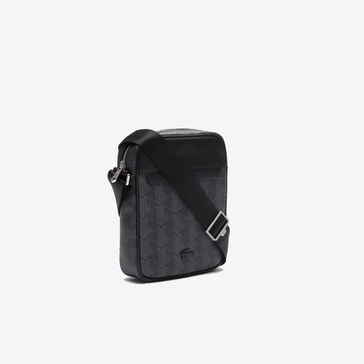 Lacoste bolsa vertical em canvas com monograma the blend homens monograma noir gris h45 88BL2038 - Image 4