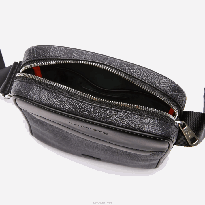 Lacoste bolsa vertical em canvas com monograma the blend homens monograma noir gris h45 88BL2038 - Image 5