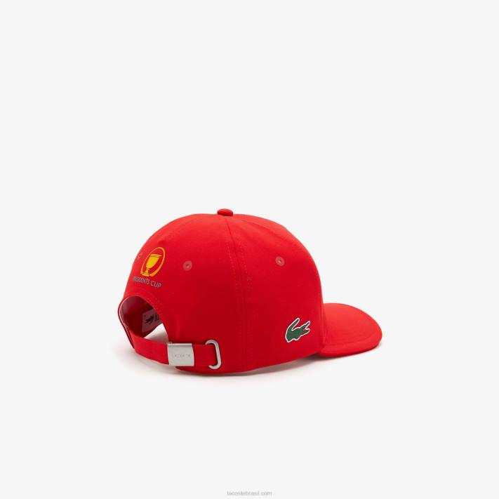 Lacoste boné ajustável da bandeira americana do esporte da taça dos presidentes homens vermelho 240 88BL2330 - Image 2