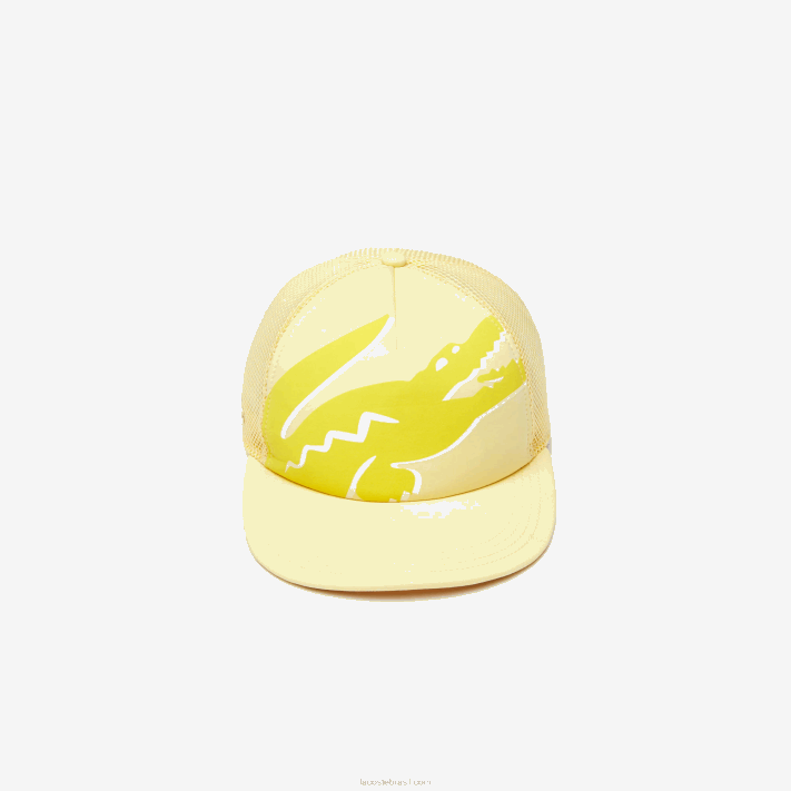 Lacoste boné de malha e neoprene com estampa de crocodilo homens amarelo 6xp 88BL2304 - Image 2