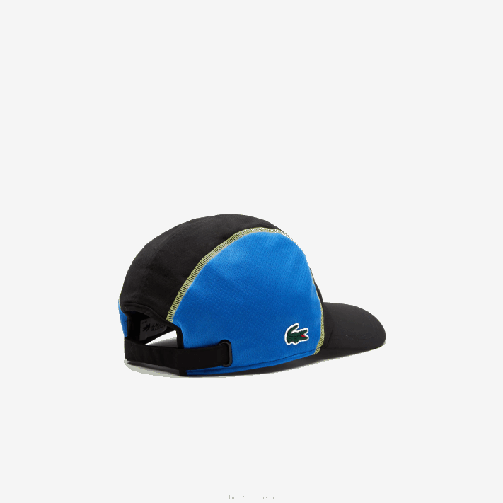 Lacoste boné de painel de malha de tênis homens preto azul amarelo xis 88BL2143 - Image 2