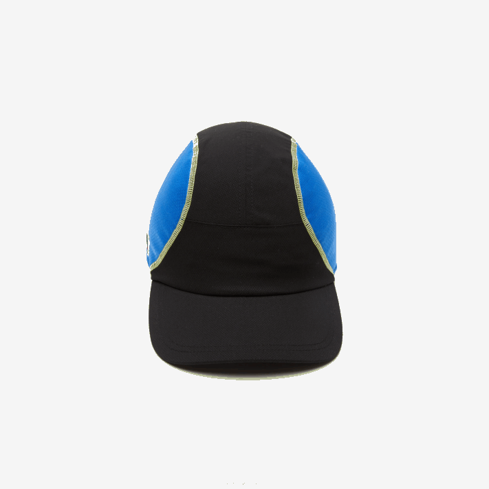 Lacoste boné de painel de malha de tênis homens preto azul amarelo xis 88BL2143 - Image 3