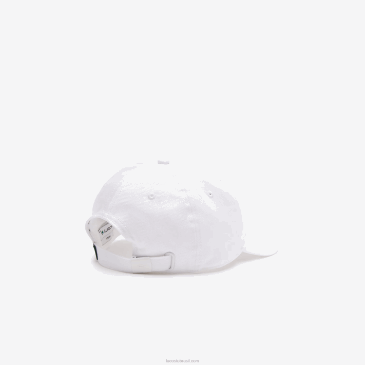 Lacoste boné de sarja de algodão orgânico ajustável homens branco 001 88BL2139 - Image 2