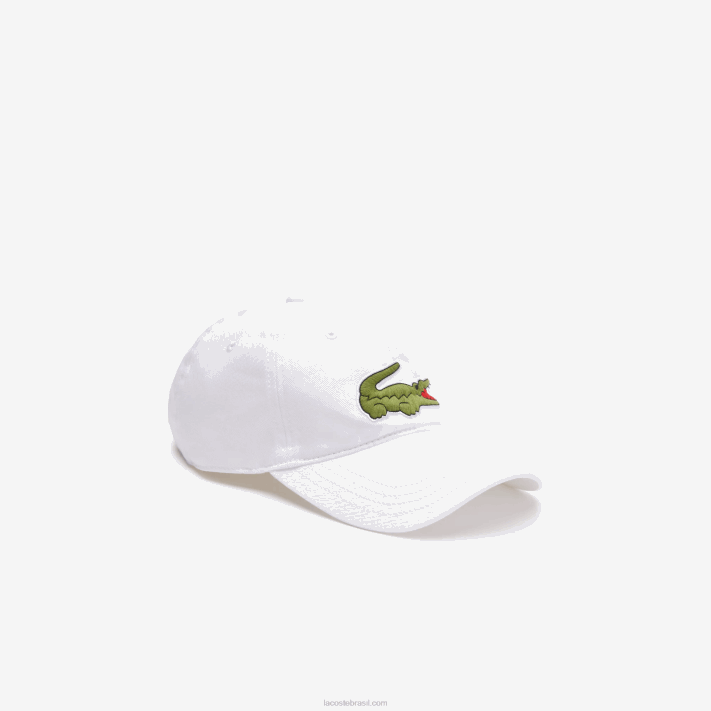 Lacoste boné de sarja de algodão orgânico ajustável homens branco 001 88BL2139 - Image 1