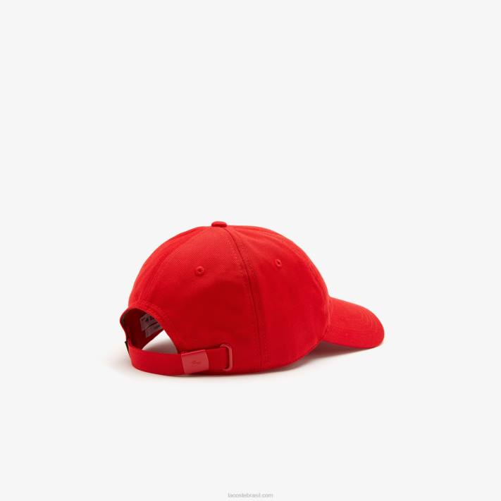 Lacoste boné de sarja de algodão orgânico ajustável homens vermelho 240 88BL2287 - Image 2