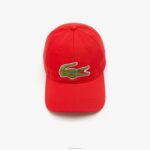 Lacoste boné de sarja de algodão orgânico ajustável homens vermelho 240 88BL2287 - Image 3