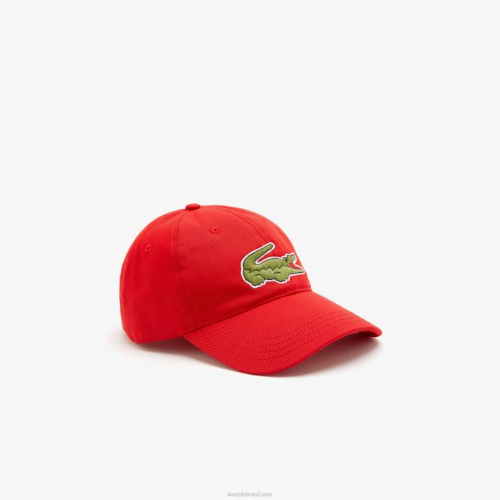 lacoste_bone_de_sarja_de_algodao_organico_ajustavel_homens_vermelho_240_88bl2287.jpg Lacoste boné de sarja de algodão orgânico ajustável homens vermelho 240 88BL2287 - Image 1