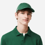 Lacoste boné de sarja de algodão orgânico homens verde 132 88BL2286