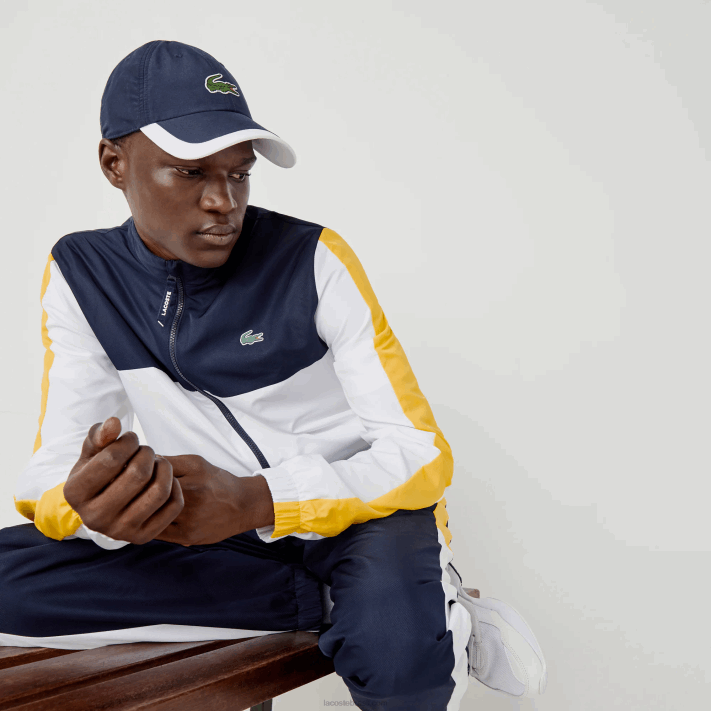 Lacoste boné leve com borda de contraste esportivo homens azul marinho branco 525 88BL1932 - Image 1