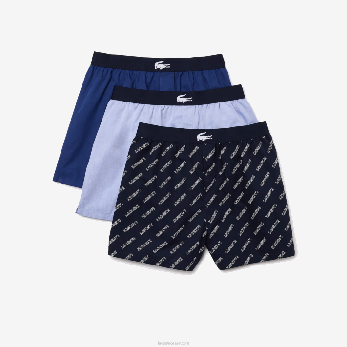 Lacoste boxer de algodão ultra macio pacote com 3 homens azul marinho vc 88BL1578 - Image 4