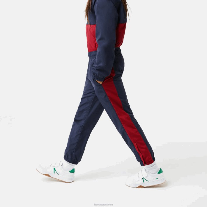 Lacoste calça de faixa contrastante crianças lub bordeaux azul marinho 88BL3225 - Image 2