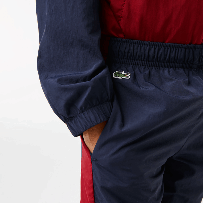 Lacoste calça de faixa contrastante crianças lub bordeaux azul marinho 88BL3225 - Image 7