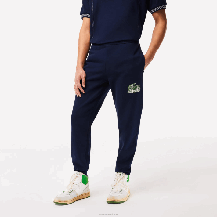 Lacoste calça de lã não escovada homens azul marinho 166 88BL309 - Image 2