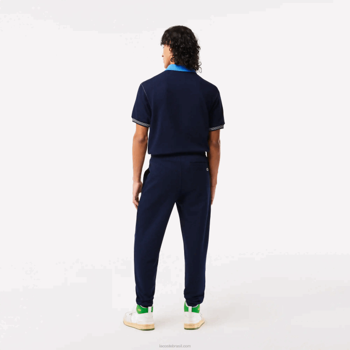 Lacoste calça de lã não escovada homens azul marinho 166 88BL309 - Image 3