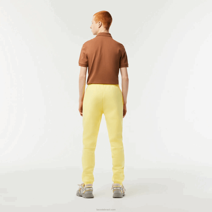 Lacoste calça de moletom de ajuste cônico homens amarelo 107 88BL349 - Image 3
