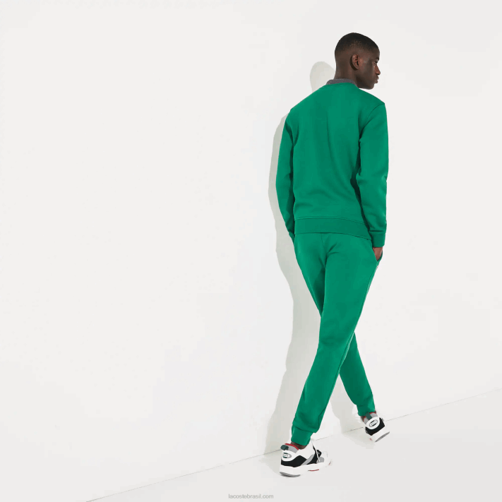 Lacoste calça de moletom de tênis de lã esportiva homens verde s6w 88BL959 - Image 3