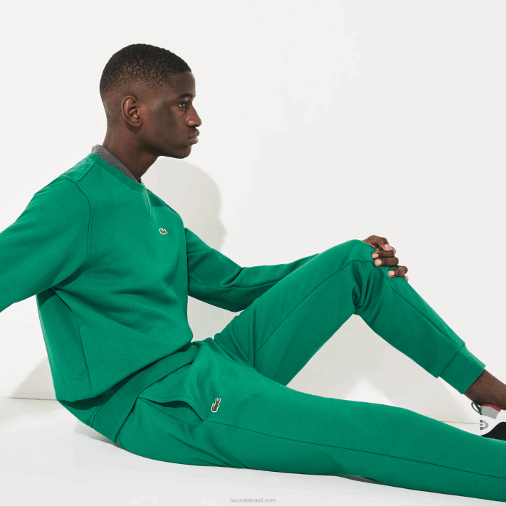 Lacoste calça de moletom de tênis de lã esportiva homens verde s6w 88BL959 - Image 4