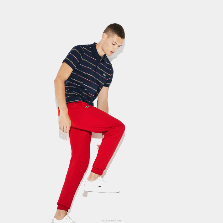 Lacoste calça de moletom de tênis de lã esportiva homens vermelho 240 88BL986 - Image 2