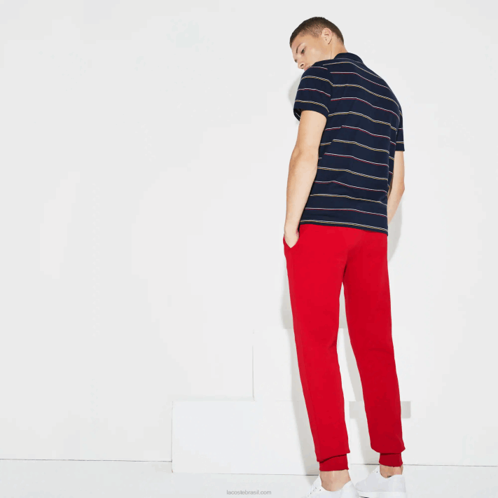 Lacoste calça de moletom de tênis de lã esportiva homens vermelho 240 88BL986 - Image 3