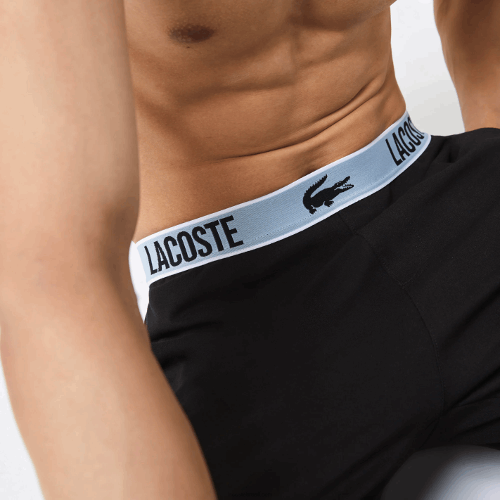 Lacoste calça de pijama com estampa de crocodilo de marca homens preto 031 88BL1523 - Image 2