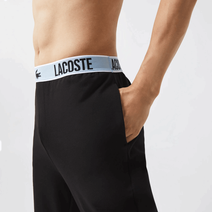 Lacoste calça de pijama com estampa de crocodilo de marca homens preto 031 88BL1523 - Image 6