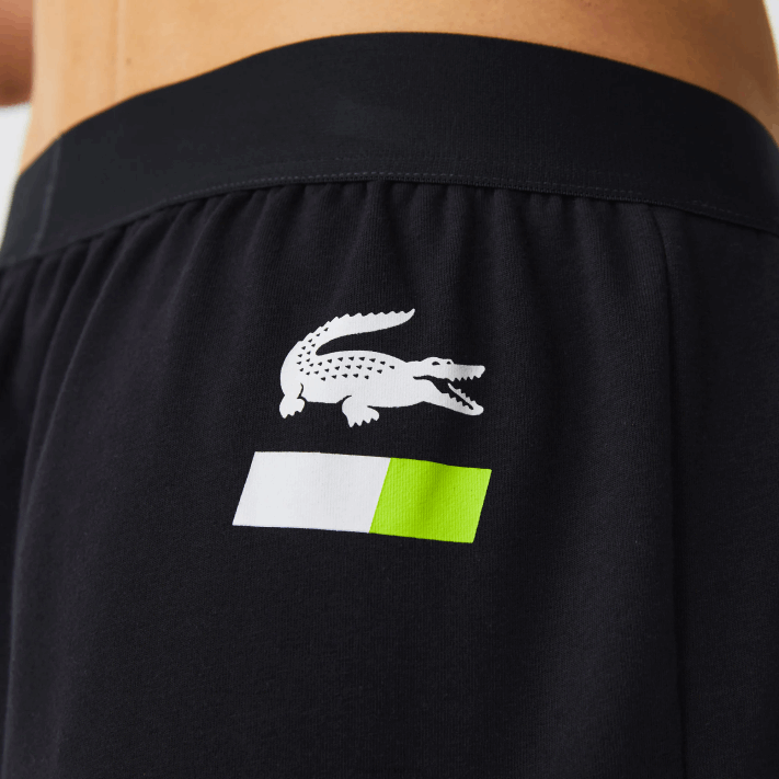 Lacoste calça de pijama de lã com logo oversized homens cinza escuro branco amarelo p44 88BL1566 - Image 7
