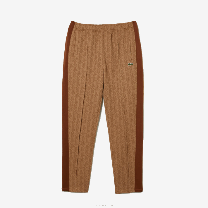 Lacoste calça de treino com estampa de monograma homens bege marrom zwm 88BL280 - Image 5