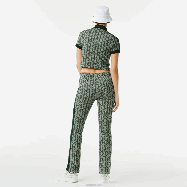 Lacoste calça de treino com estampa de monograma mulheres verde bege 7m4 88BL2535 - Image 3