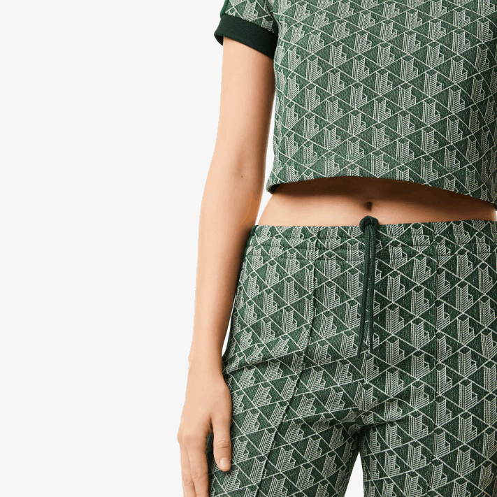Lacoste calça de treino com estampa de monograma mulheres verde bege 7m4 88BL2535 - Image 6