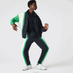 Lacoste calça esportiva color block leve e repelente à água homens azul marinho branco verde 19v 88BL1180 - Image 2