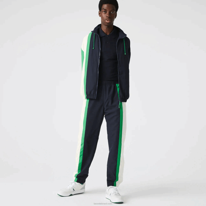 Lacoste calça esportiva color block leve e repelente à água homens azul marinho branco verde 19v 88BL1180 - Image 6