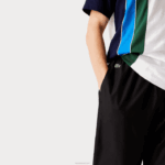 Lacoste calça esportiva de tafetá com tecelagem de diamante homens preto 031 88BL1113 - Image 9