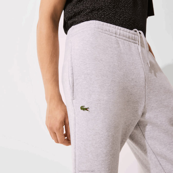 Lacoste calça esportiva de tênis de lã de algodão homens chine cinza cca 88BL1204 - Image 2