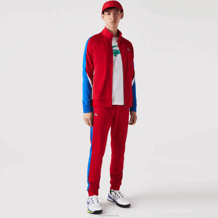 Lacoste calça esportiva de tênis resistente a corrida homens vermelho azul branco w50 88BL992 - Image 2