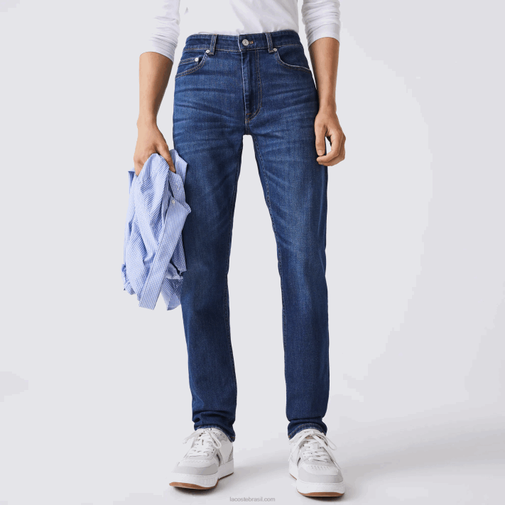 Lacoste calça jeans slim fit de algodão homens azul mk9 88BL419 - Image 2