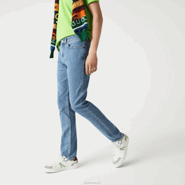 Lacoste calça jeans slim fit de algodão homens mku azul 88BL418 - Image 5