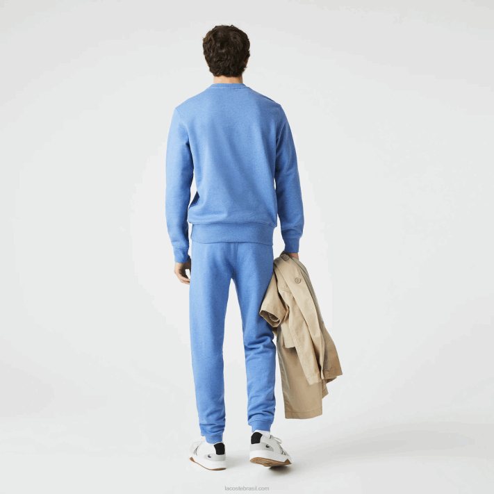 Lacoste calça jogging de lã de algodão com estampa de crocodilo e assinatura homens chine azul hg3 88BL1067 - Image 3
