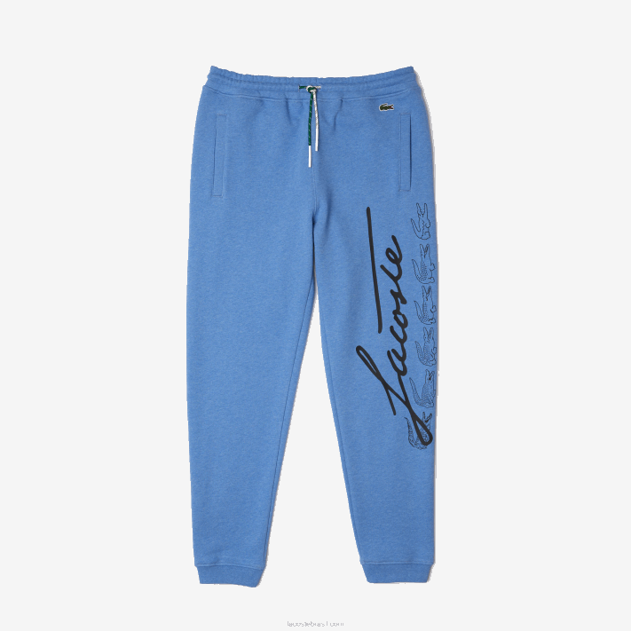 Lacoste calça jogging de lã de algodão com estampa de crocodilo e assinatura homens chine azul hg3 88BL1067 - Image 5