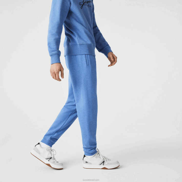 Lacoste calça jogging de lã de algodão com estampa de crocodilo e assinatura homens chine azul hg3 88BL1067 - Image 6