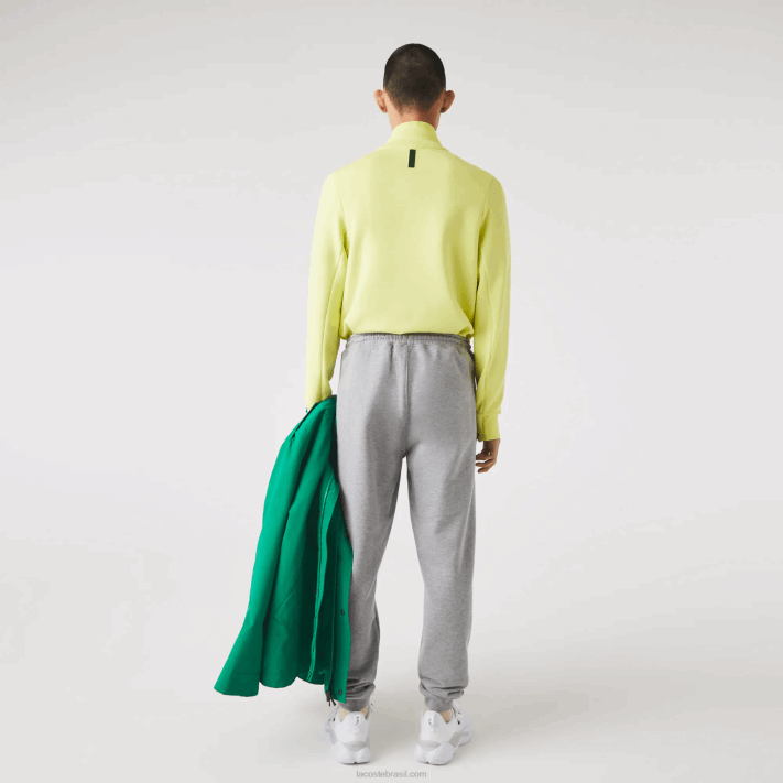 Lacoste calça jogging de lã de algodão com estampa de crocodilo e assinatura homens lombo cinza 4jv 88BL1065 - Image 4