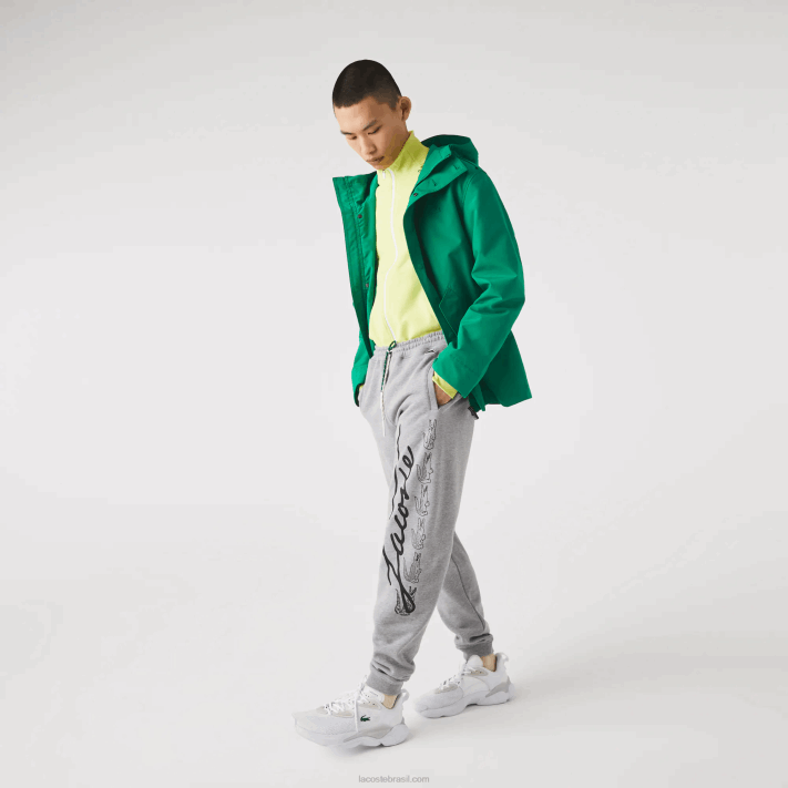 Lacoste calça jogging de lã de algodão com estampa de crocodilo e assinatura homens lombo cinza 4jv 88BL1065 - Image 7